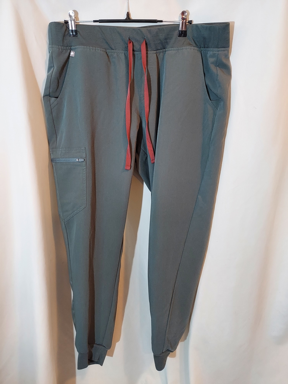 FIGS Zamora Jogger Scrub Pants Bonsai Green Mauve Drawstring Women's Size XL